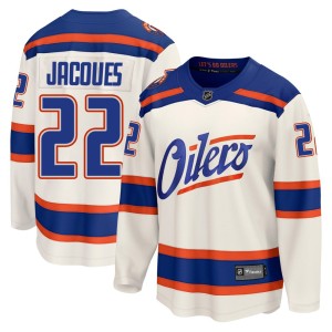 Youth Fanatics Edmonton Oilers Jean-Francois Jacques Light Beige Alternate Jersey - Breakaway