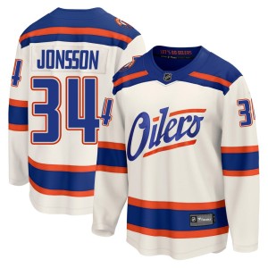 Men's Fanatics Edmonton Oilers Samuel Jonsson Light Beige Alternate Jersey - Breakaway