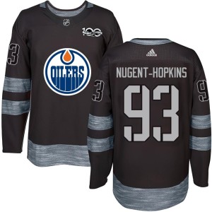 Men's Edmonton Oilers Ryan Nugent-Hopkins Black 1917-2017 100th Anniversary Jersey - Authentic