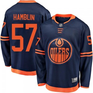 Men's Fanatics Branded Edmonton Oilers James Hamblin Navy Alternate 2018/19 Jersey - Breakaway