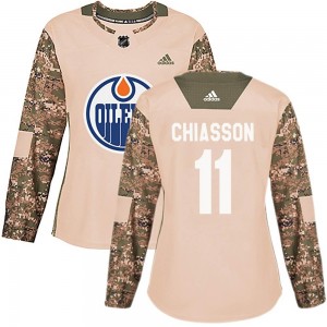 Women's Adidas Edmonton Oilers Jake Chiasson Camo Veterans Day Practice Jersey - Authentic
