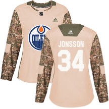 Women's Adidas Edmonton Oilers Samuel Jonsson Camo Veterans Day Practice Jersey - Authentic
